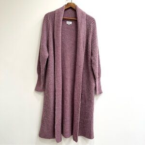 Dimensione maglia wool alpaca long duster cardigan sweater mauve pockets medium